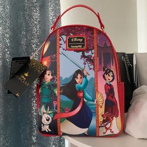 Disney Princess Mulan Loungefly Red Mini Backpack Brand New